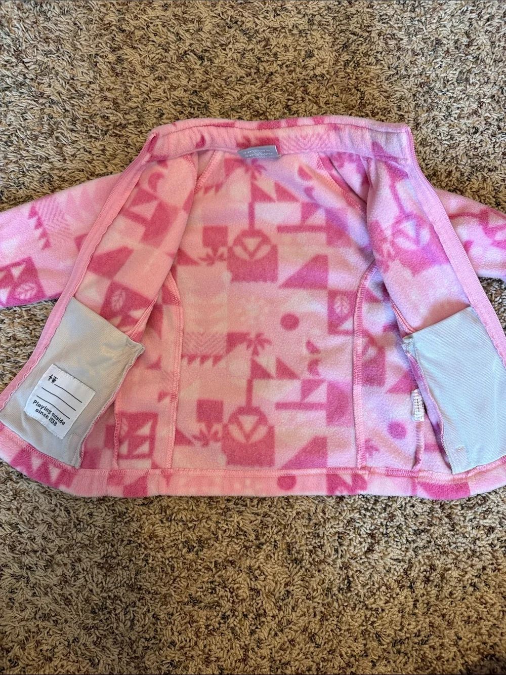 Columbia Kids Pink Geometric Fleece Zip Jacket